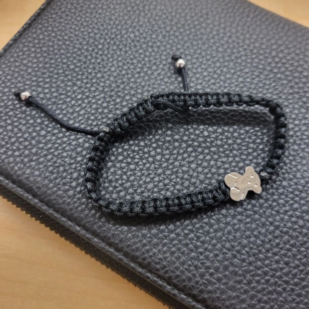 Black with Silver Bear Bracelet